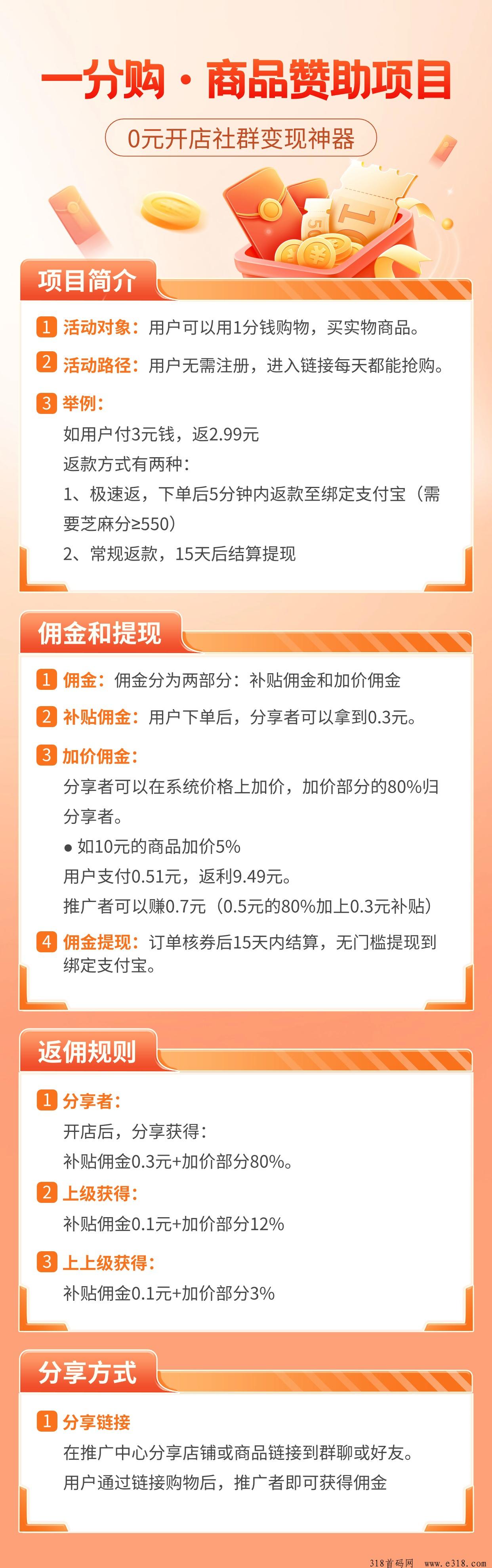一分购，商品赞助项目，团长来聊