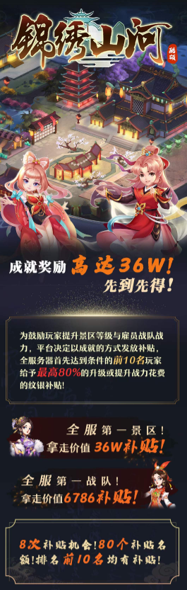 《锦绣山河》本月二号下午四点公测上线，下半年的第一个神盘