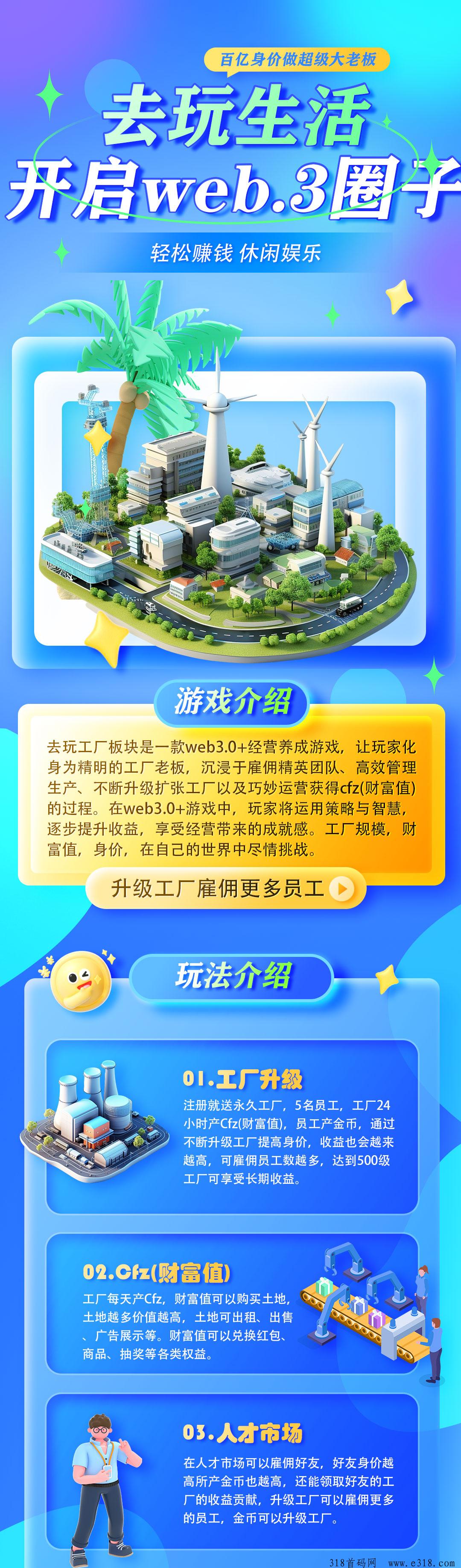 去玩生活首创城市，零撸注册送工厂