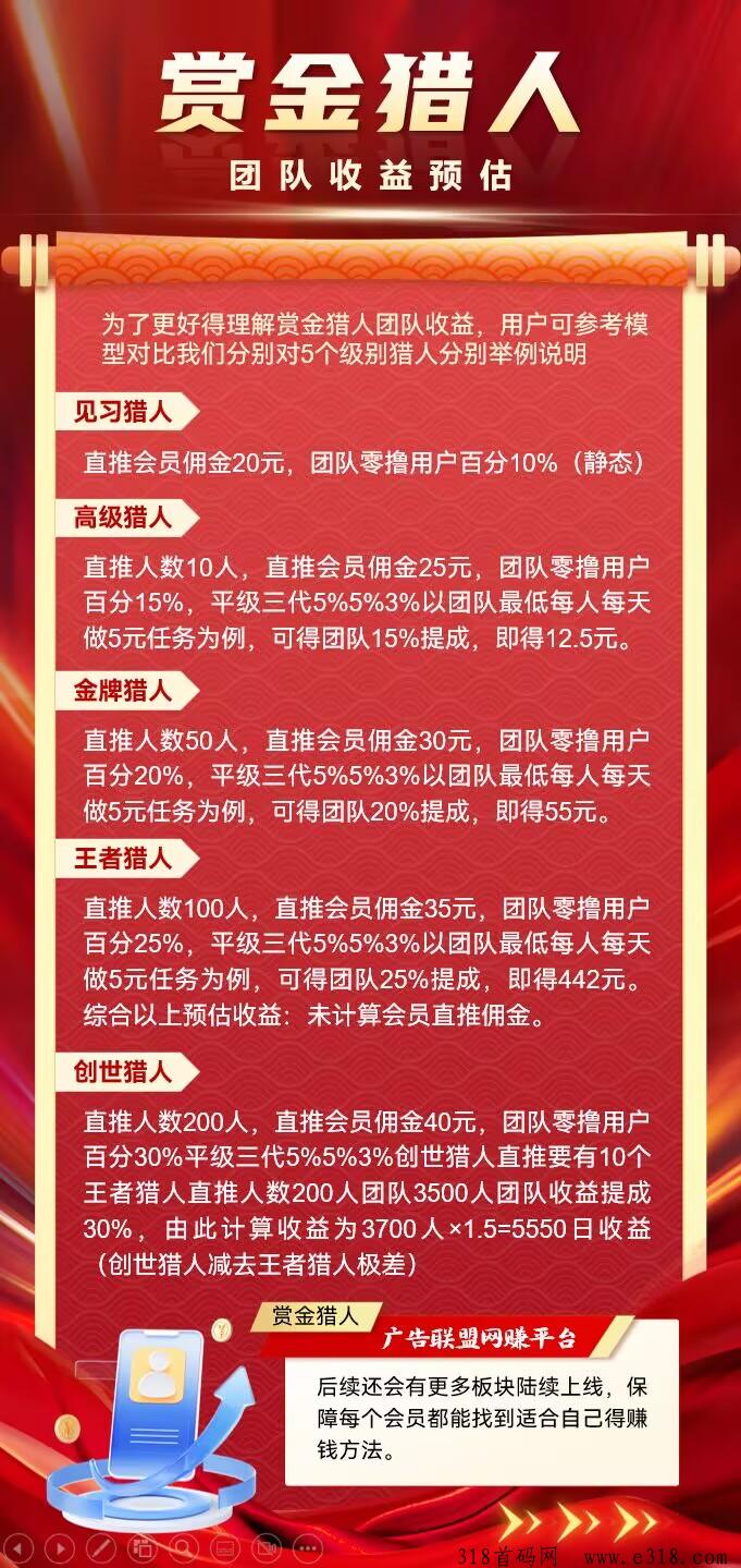 赏金猎人，零撸每天保底收益