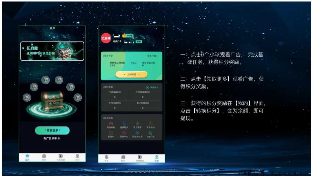 亿启赚零撸首码，一个圈圈模式，积分可变现，收益高