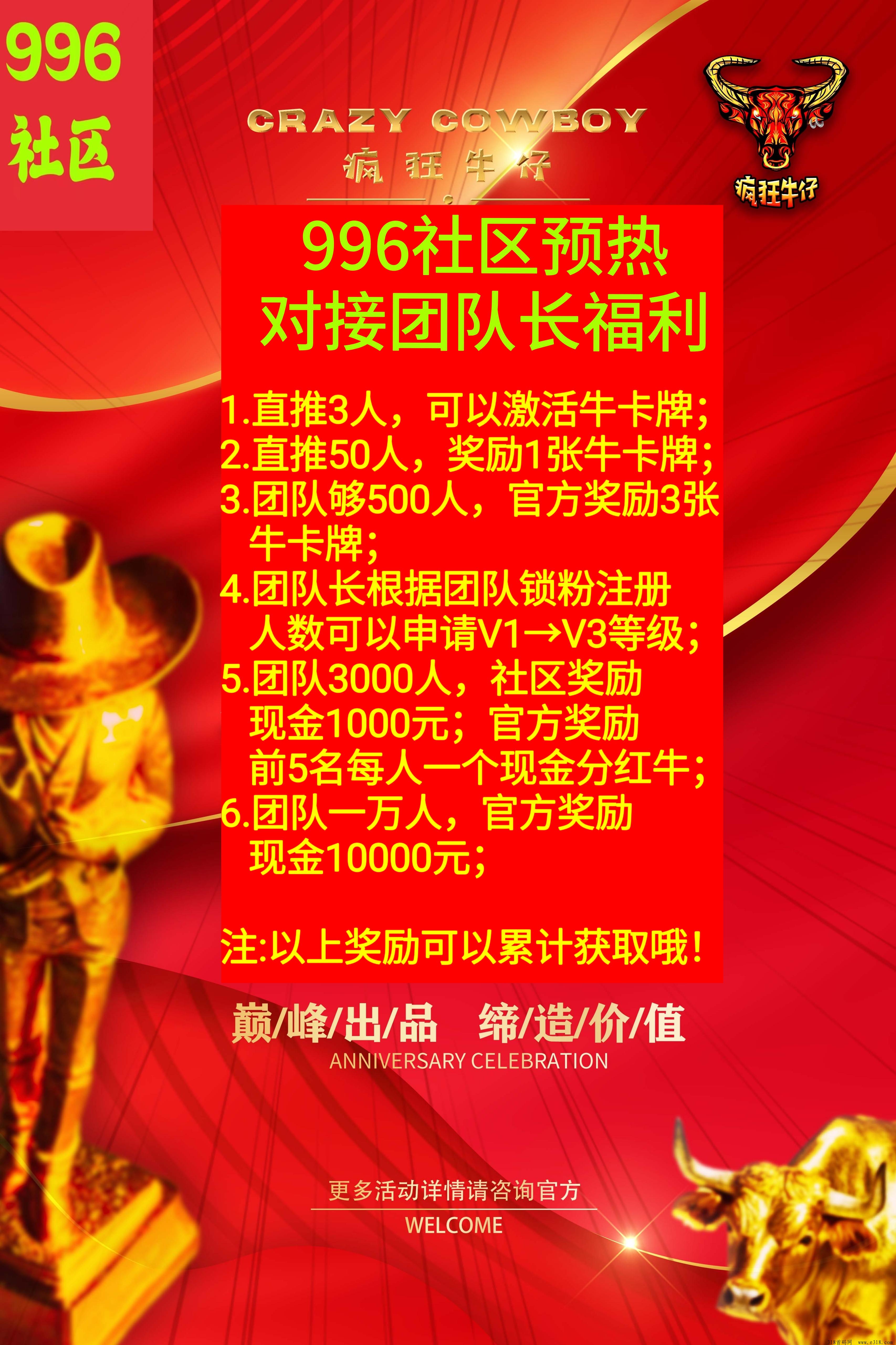 疯狂牛仔首码！抓紧嗦粉11.1号上线年度巨作，超级0撸创新模式，官方拿100万现金奖励招募团队，996社区一手对接！