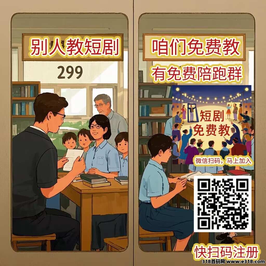 聚合短剧2024新风口，不剪辑，0投，免费带，免费教，还有免费的陪跑社群，对接全网团队长