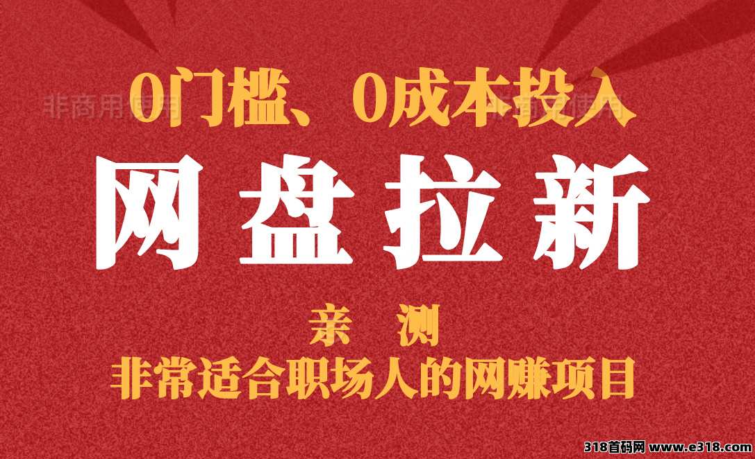 大厂网盘拉新（夸克/百度/UC/悟空/123/迅雷）0门槛0成本投入，适合新手小白立马上手，官方直签、不扣量的首码平台
