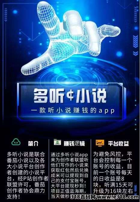 新项目多听小说预热，听满15天收益高，颠覆性项目！