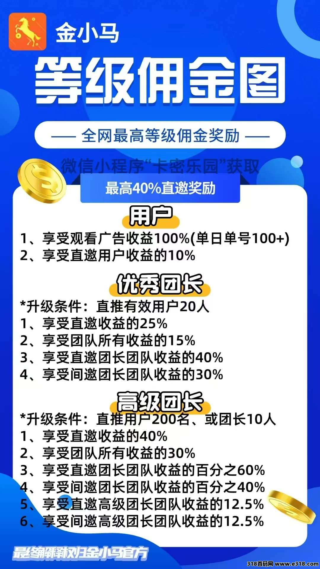 〖金小马〗首码广告赚，零撸保底收益高，快乐速算新台