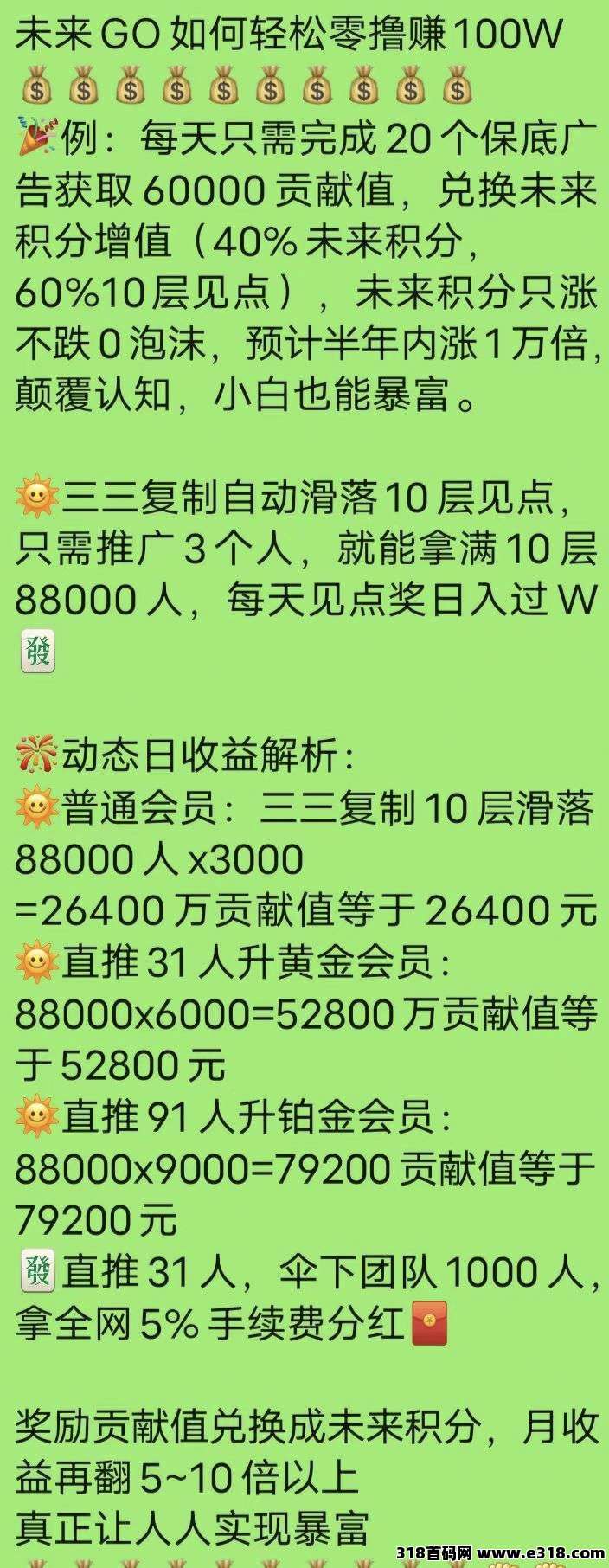 未来go最新更新，今日积分单价上涨