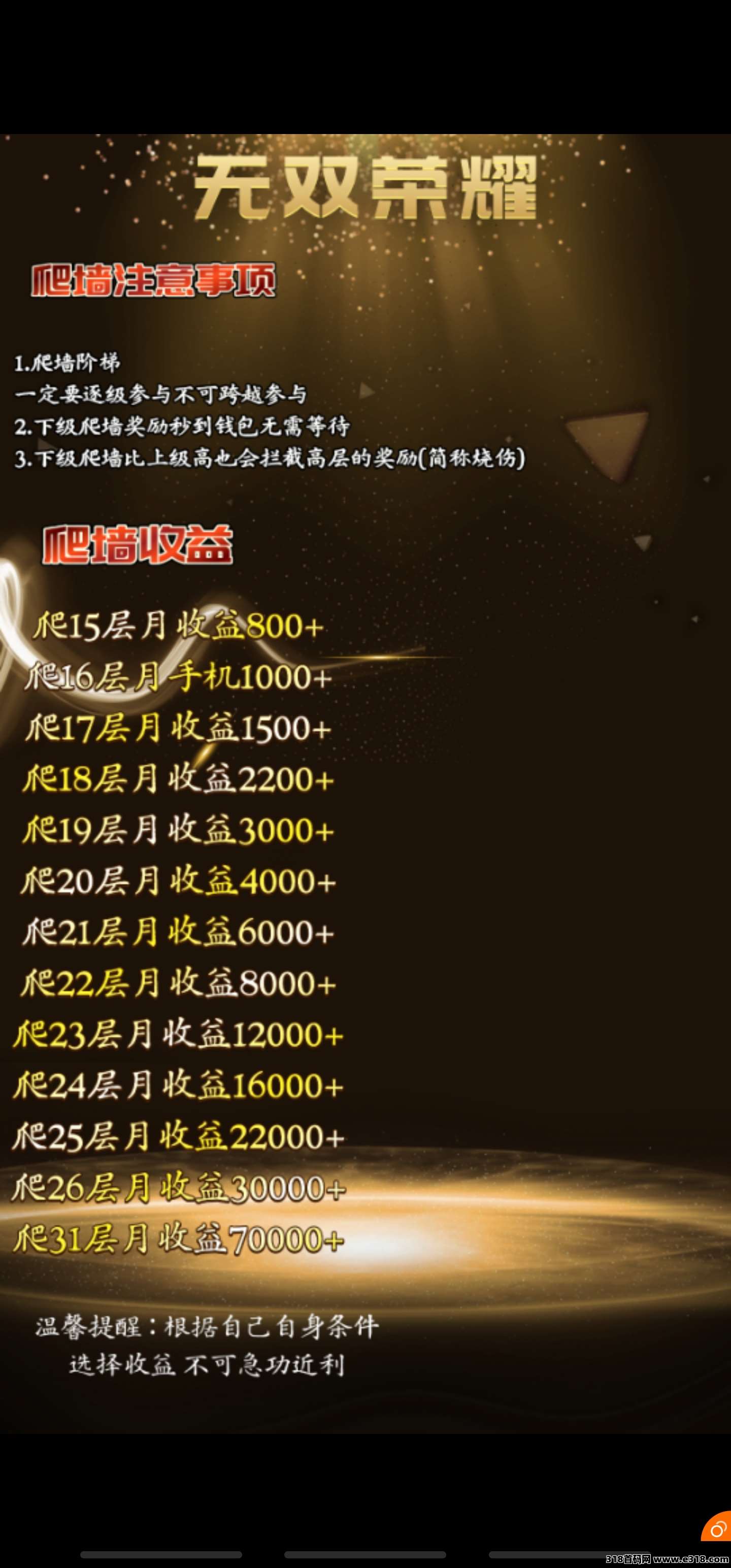 无双荣耀0撸爬楼，全网第一个首码，明天上线，对接进群了解