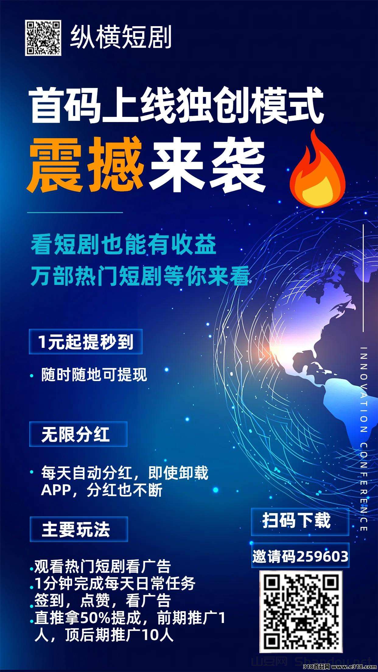 爆火短剧项目，看短剧赚米，独创没有之一，今天你看纵横短剧了没有？