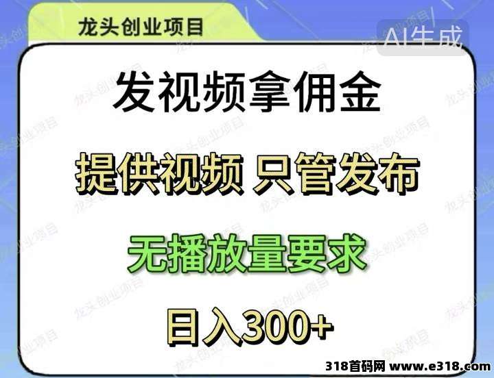 首码赛扬有米零撸，视频代发兼职副业