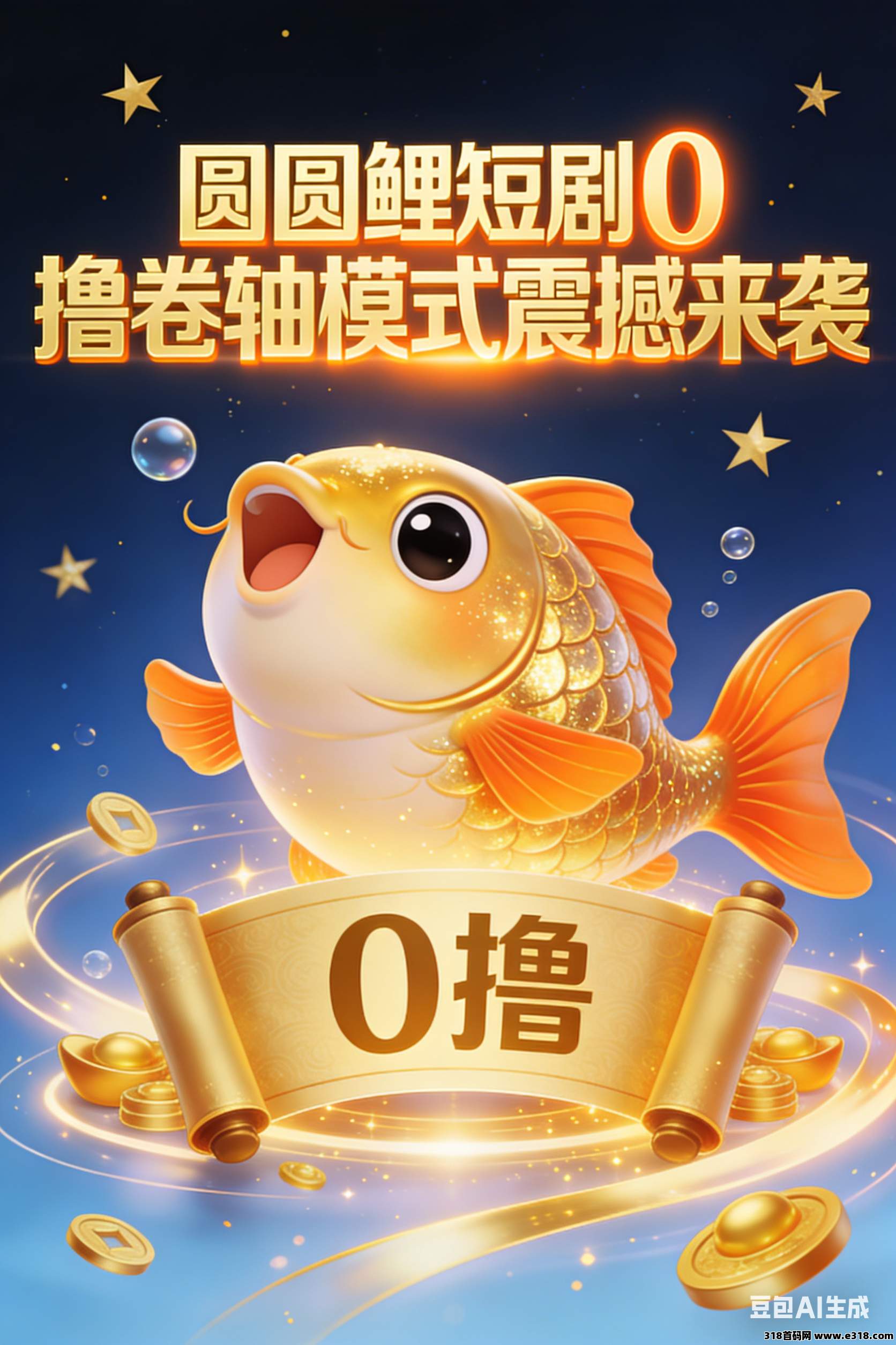 首码送团队，圆圆鲤短剧零撸卷轴项目火爆上线，诚邀团队长强强联合