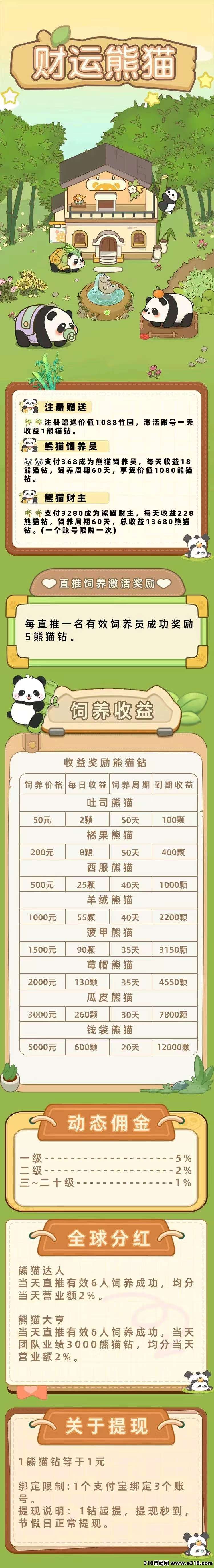 财运熊猫，刚刚上线，每天都是提现到账，亲测非常好用